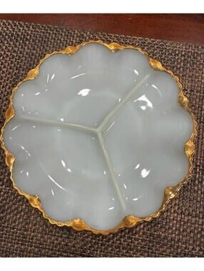 vintage Anchor Hocking Fire-King white milk glass relish tray or serving dish